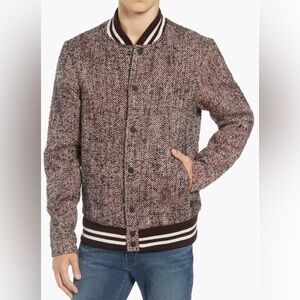 Scotch & Soda Herringbone Varsity Jacket Burgundy XL EUC